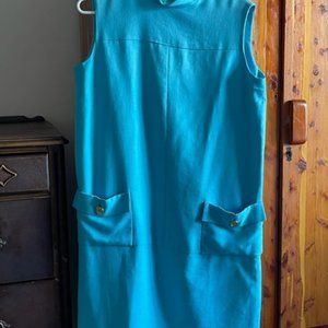Handmade OLD SCHOOL Blue Shift Dress - Size 12